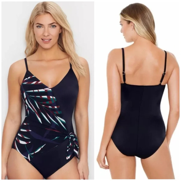NEW Magicsuit by Miraclesuit Biarritz Hailey One Piece Swimsuit Black Tie - Picture 2 of 13